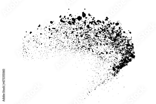 Black grainy texture isolated on white background. Dust overlay. Dark noise granules. Digitally generated image. Vector illustration. Design elements.