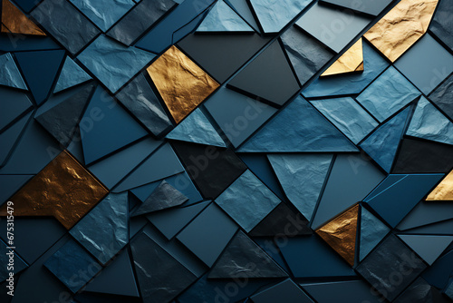 Generative ai collage image photo of wallpaper blue color mosaic tile renovation house concept