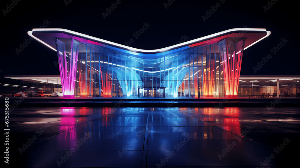 Naklejka premium neon building in the night