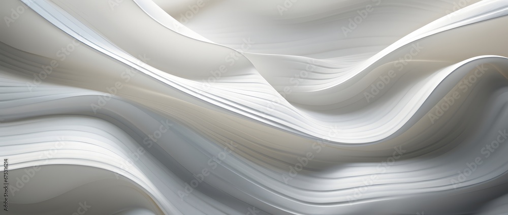 Obraz premium a background of white curved creased fabric, in the style of multi-layered geometry, piles/stacks, light-filled, slide film, minimalist ceramics, photo taken with nikon d750, use of paper