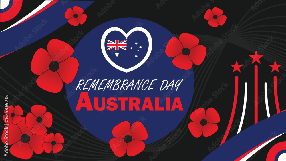 remembrance day Australia vector banner design. Happy remembrance day
