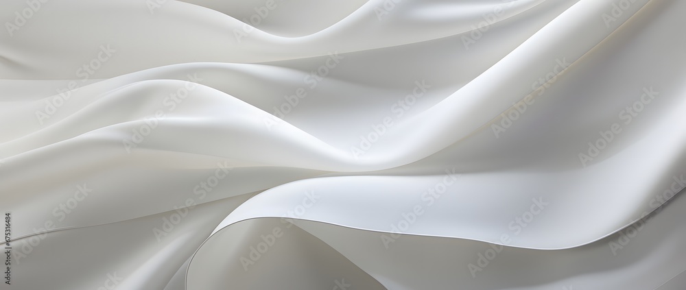 Obraz premium a background of white curved creased fabric, in the style of multi-layered geometry, piles/stacks, light-filled, slide film, minimalist ceramics, photo taken with nikon d750, use of paper