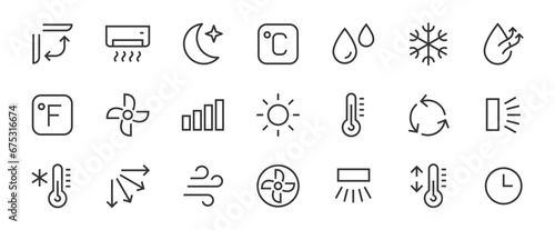Air Conditioning thin line icons set. air conditioning symbols. Air conditioner icon. Vector photo