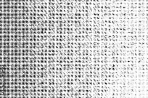Black Halftone Texture On White Background. Modern Dotted Futuristic Backdrop. Fade Noise Overlay. Digitally Generated Image. Pop Art Style. Vector illustration.  