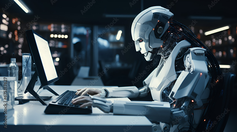 Fototapeta premium Robot artificial intelligence and computer technology 