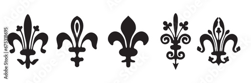 Set of emblems Fleur de Lys symbols.