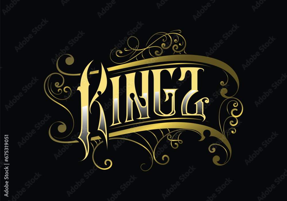Fototapeta premium KINGZ word custom lettering style