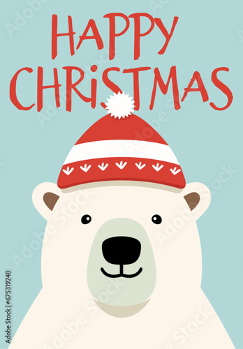 Merry Christmas Posters Featuring Polar Bear and Winter Forest Animals © Giu Studios