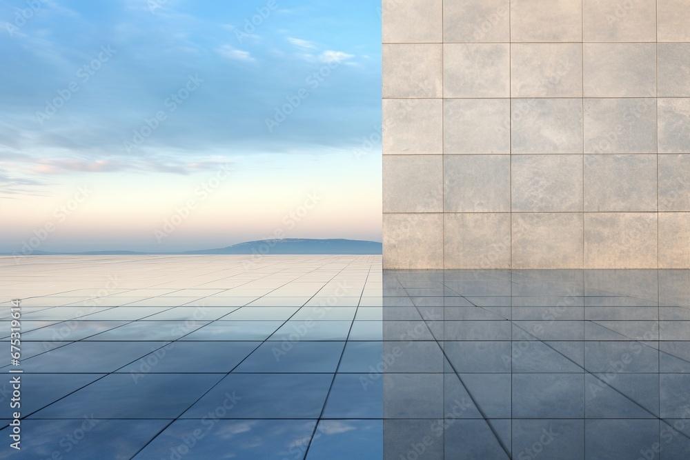 Architectural Serenity: A Panoramic Concrete Structure, Elegantly Embracing the Style of Calm Seas and Skies - Transparency, Opacity, and Tranquil Waters Architectural Serenity: A Panoramic Concrete Structure, Elegantly Embracing the Style of Calm Seas and Skies - Transparency, Opacity, and Tranquil Waters