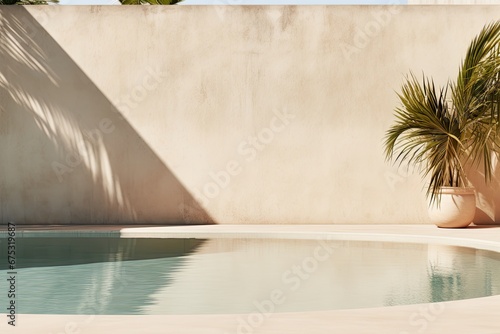 Water pool in luxury hotel, beautiful abstract aesthetic background. Generative AI