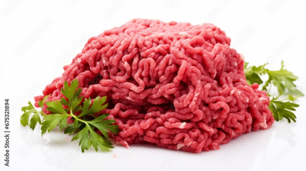 minced beef in a white background minced beef in a white background