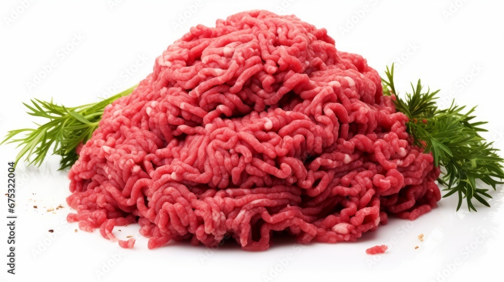 minced beef in a white background minced beef in a white background