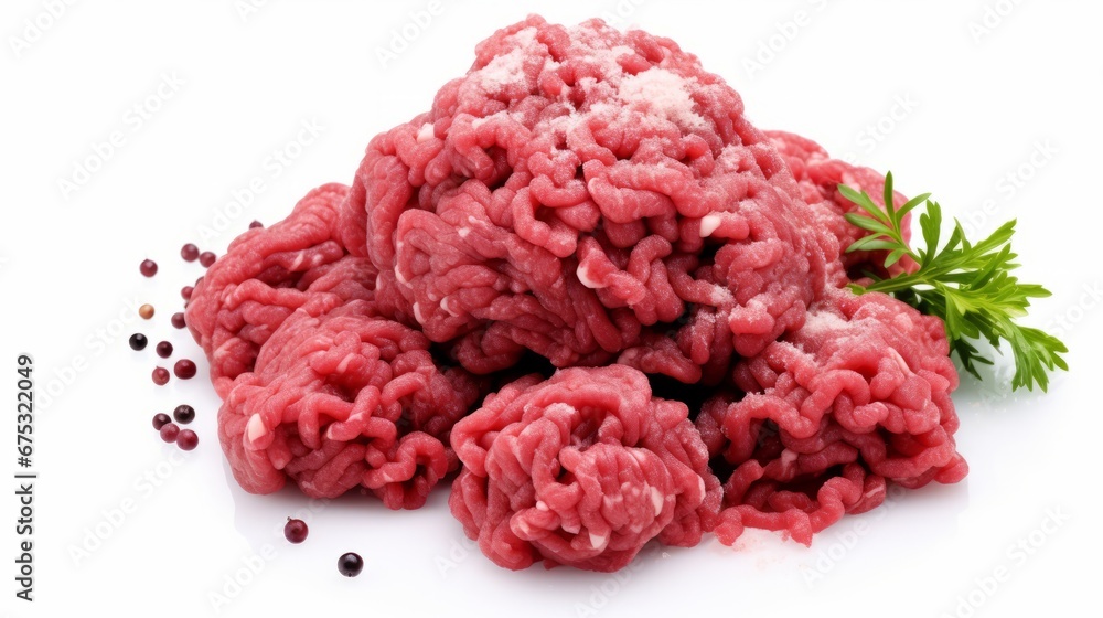 minced beef in a white background minced beef in a white background