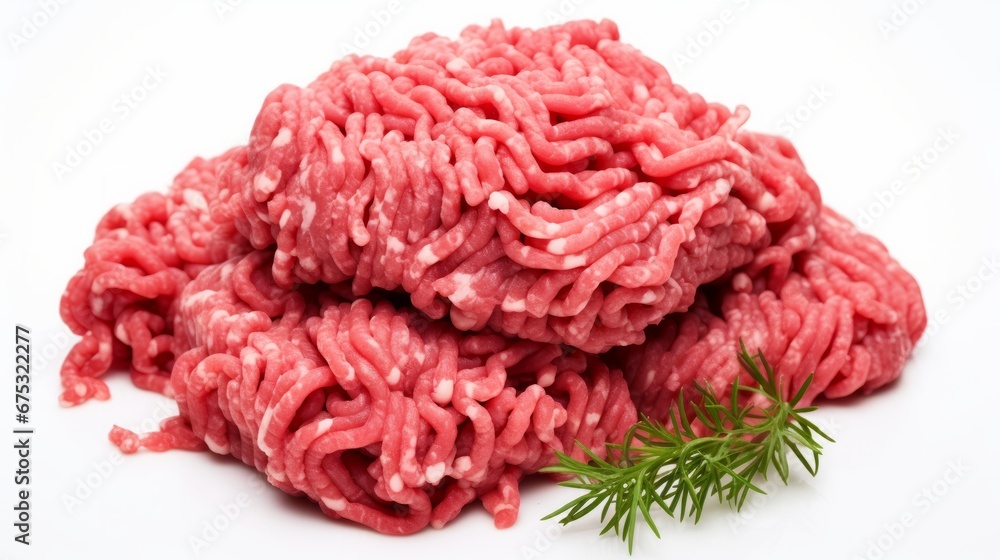 minced beef in a white background minced beef in a white background
