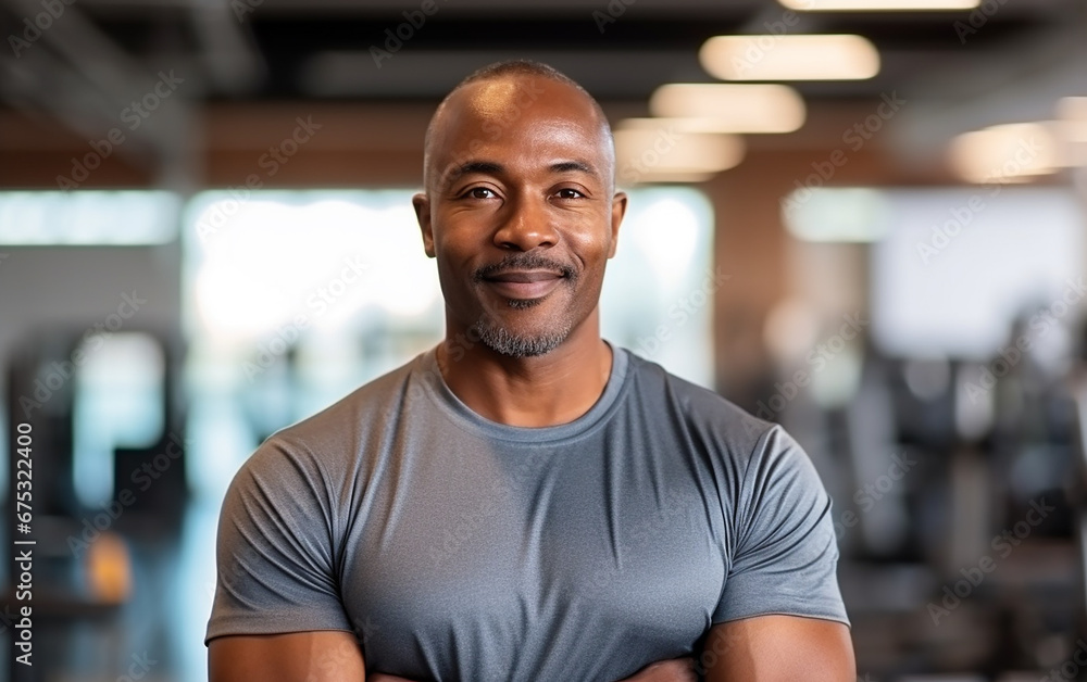 Portrait Of Handsome Muscular Man Posing In Gym. Fitness Trainer Standing In Modern Sport Club Interior. Gym, fitness and portrait of proud man, motivation, health and energy for training. Portrait Of Handsome Muscular Man Posing In Gym. Fitness Trainer Standing In Modern Sport Club Interior. Gym, fitness and portrait of proud man, motivation, health and energy for training.