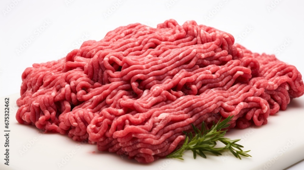 minced beef in a white background minced beef in a white background