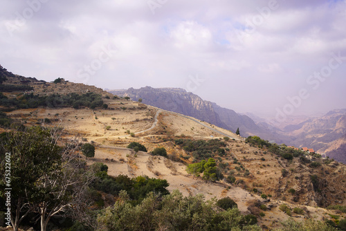 Treking route of beautiful meadow landscape with mountain background in Dana Valley © augustcindy