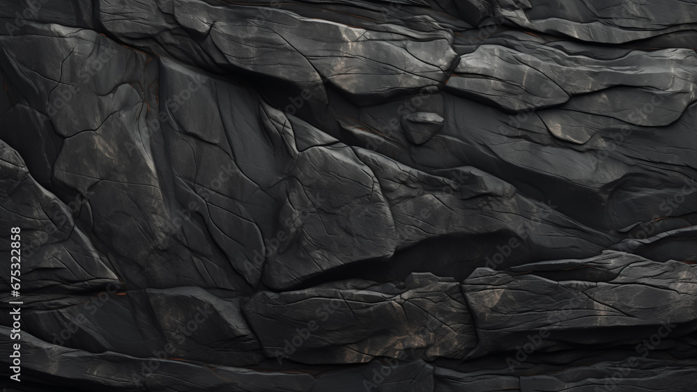 Texture of the black stones of the cliff Texture of the black stones of the cliff
