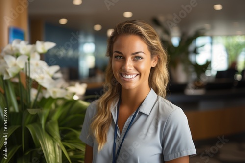 Smiling receptionist at the clinic