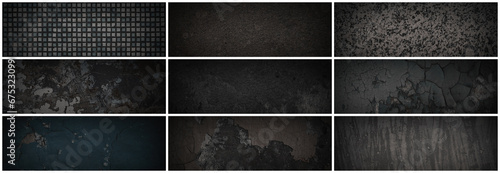 Canvastavla Set of dark panoramic background textures