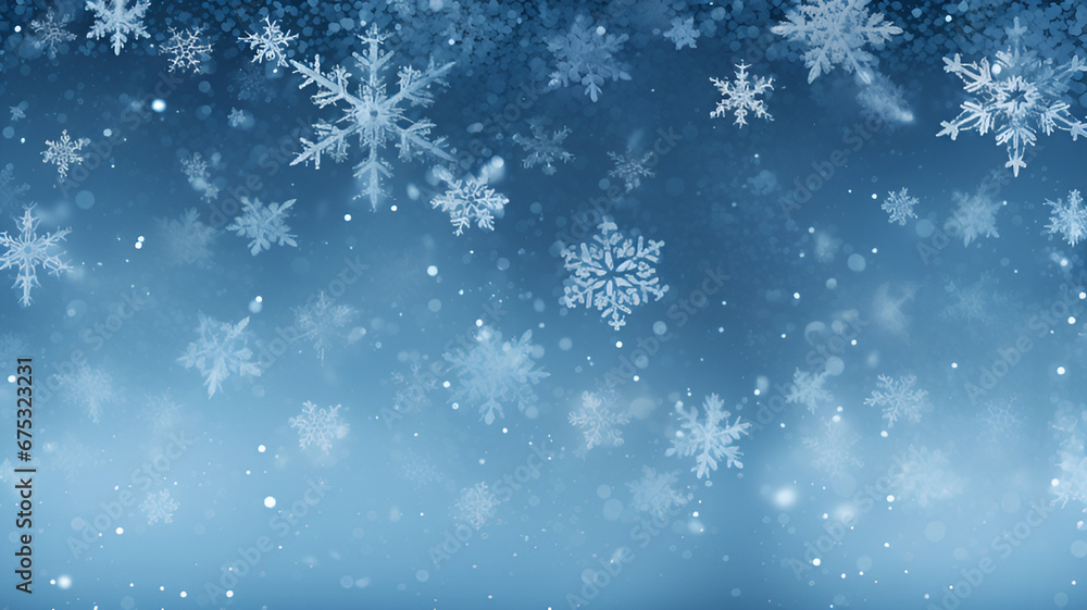 blue winter background with snowflakes | generative AI
