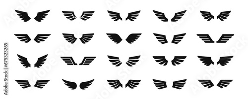 Wings flat icon. wings badges set. wing symbol. Vector illustration photo
