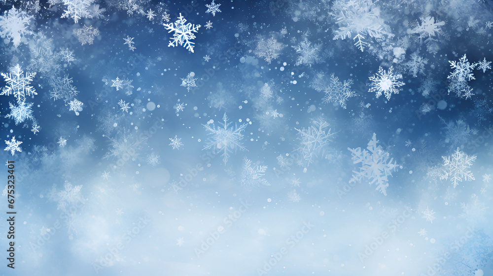 blue winter background with snowflakes | generative AI