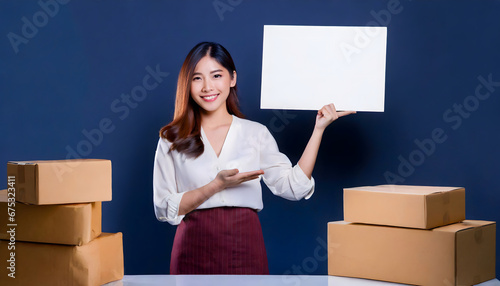 woman holding a box