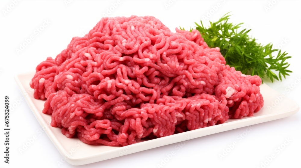 minced beef in a white background minced beef in a white background