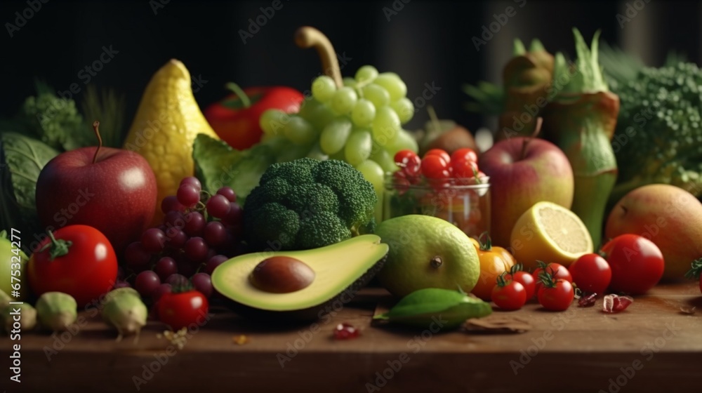 fruit and vegetable healthy food concept.Generative AI