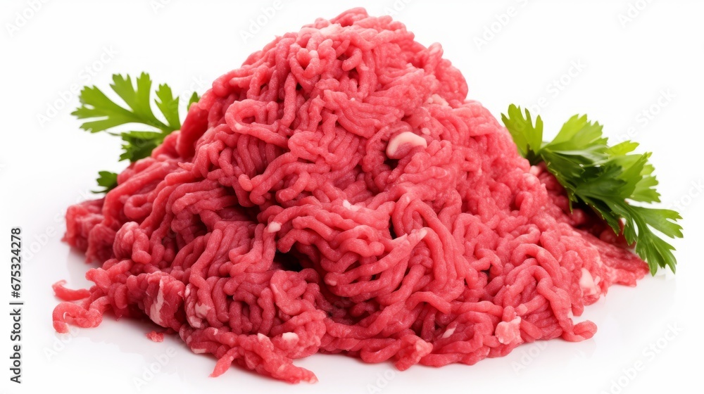 minced beef in a white background minced beef in a white background