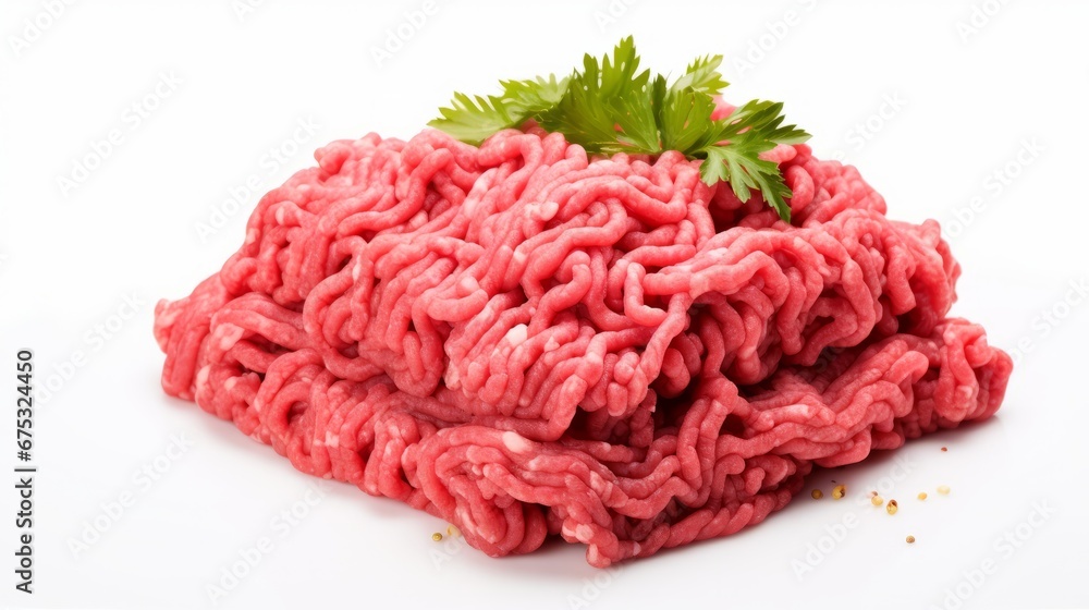 minced beef in a white background minced beef in a white background