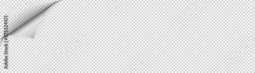 Realistic curls of the corners of a paper page on a transparent background with shadow, curled corners of a sheet of paper. The white edges of the vector stickers are curved. Corners of paper skroll