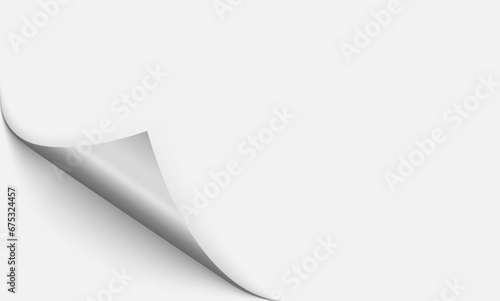 Realistic curls of the corners of a paper page on a transparent background with shadow, curled corners of a sheet of paper. The white edges of the vector stickers are curved. Corners of paper skroll