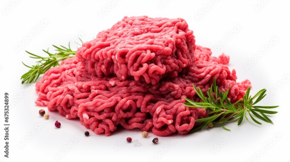 minced beef in a white background minced beef in a white background