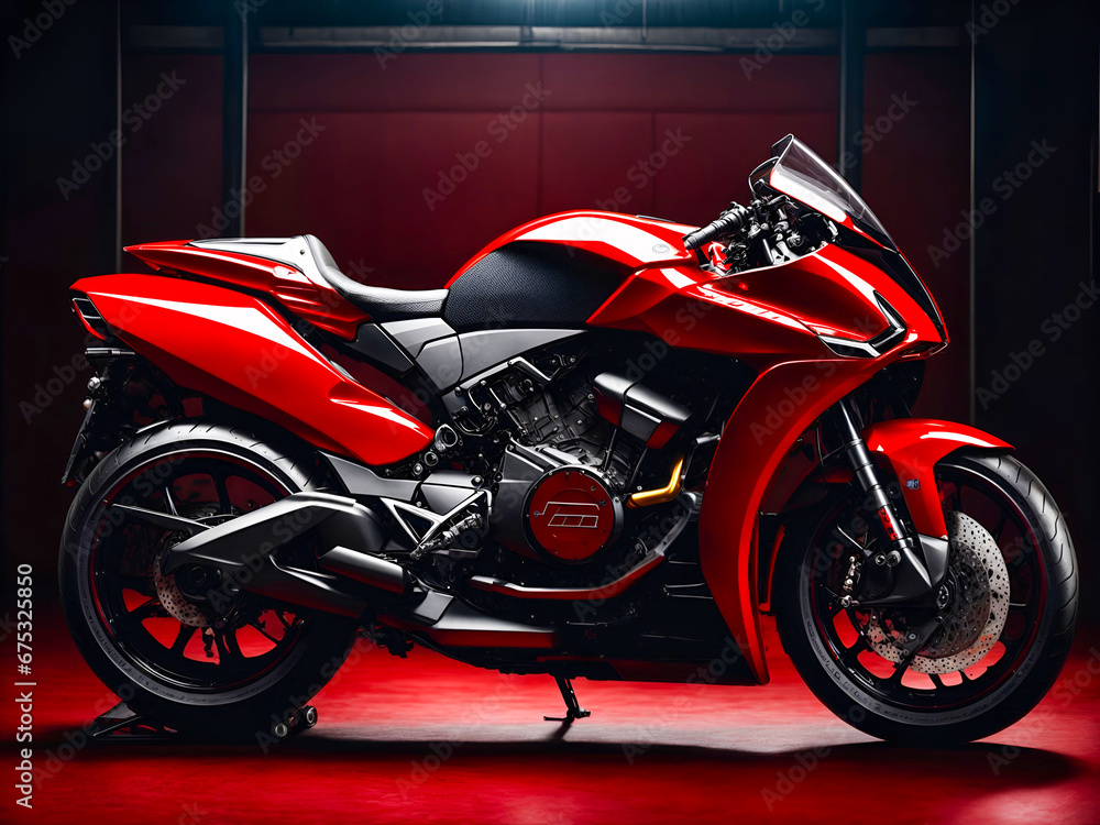 Red sport motorbike