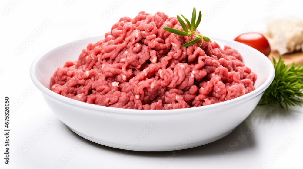 Fresh raw minced meat on white background Fresh raw minced meat on white background