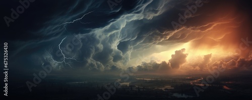 thunderstorm force of nature in dark sky
