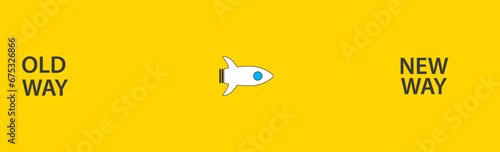Airplane flying from old road to new road. Business life change concept. Different thinking, Business leader, personality development idea concept.