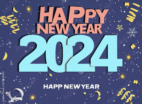 Happy New Year 2014 with bokeh effect. Vector illustration.