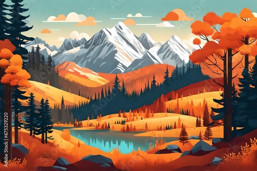 winter landscape with mountains illustration