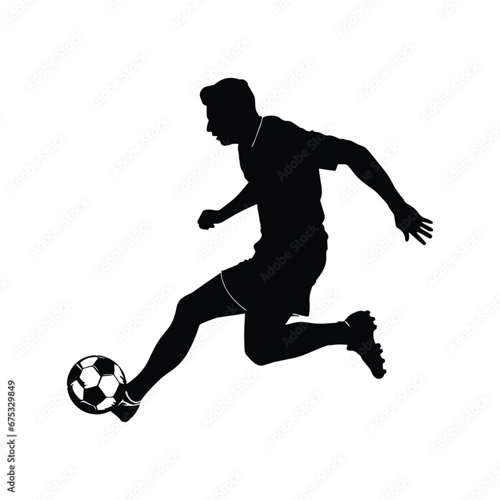Black silhouette of football player, vector illustration isolated on a white background