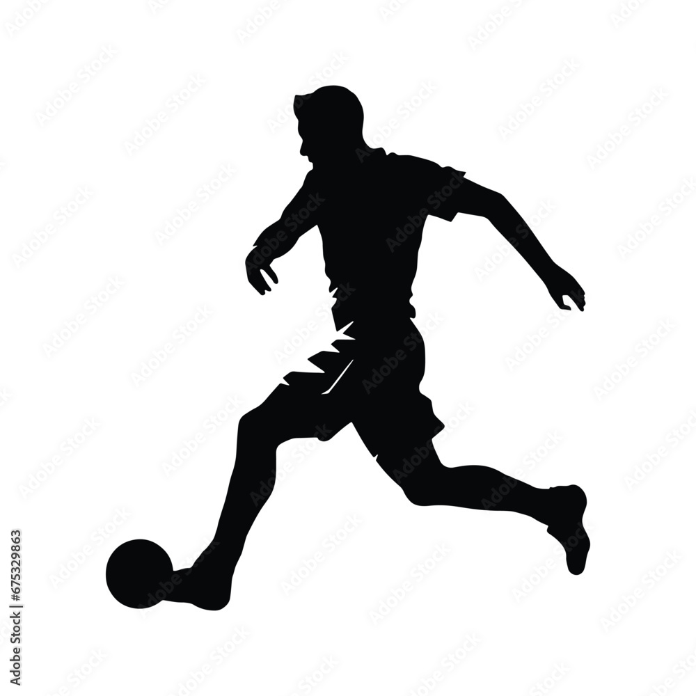 Black silhouette of football player, vector illustration isolated on a white background