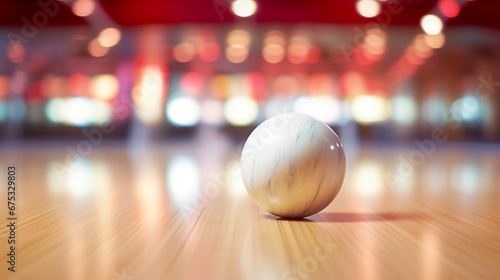 Photo White bowling ball on the track