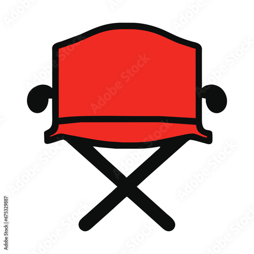 Red camping chair, lawn chair, element  vector illustration isolated