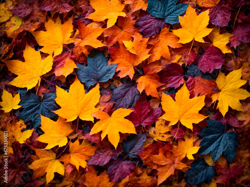 a colorful array of autumn leaves with a rich palette
