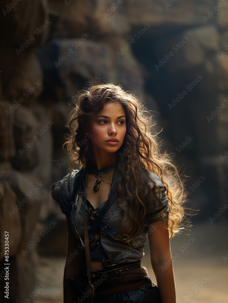 Portrait of a woman in mountain, Generative AI Portrait of a woman in mountain, Generative AI
