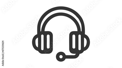 Headphones earphones flat icon. Headset silhouette