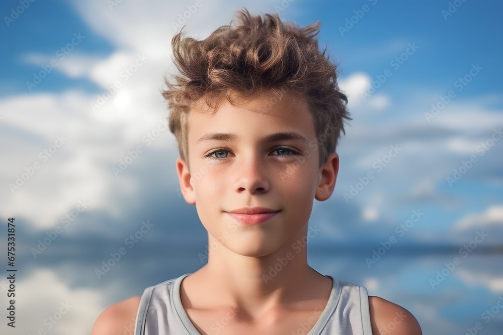 Portrait of a handsome boy with a sky background Portrait of a handsome boy with a sky background
