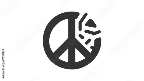 Black vector illustration of a fragmented peace symbol